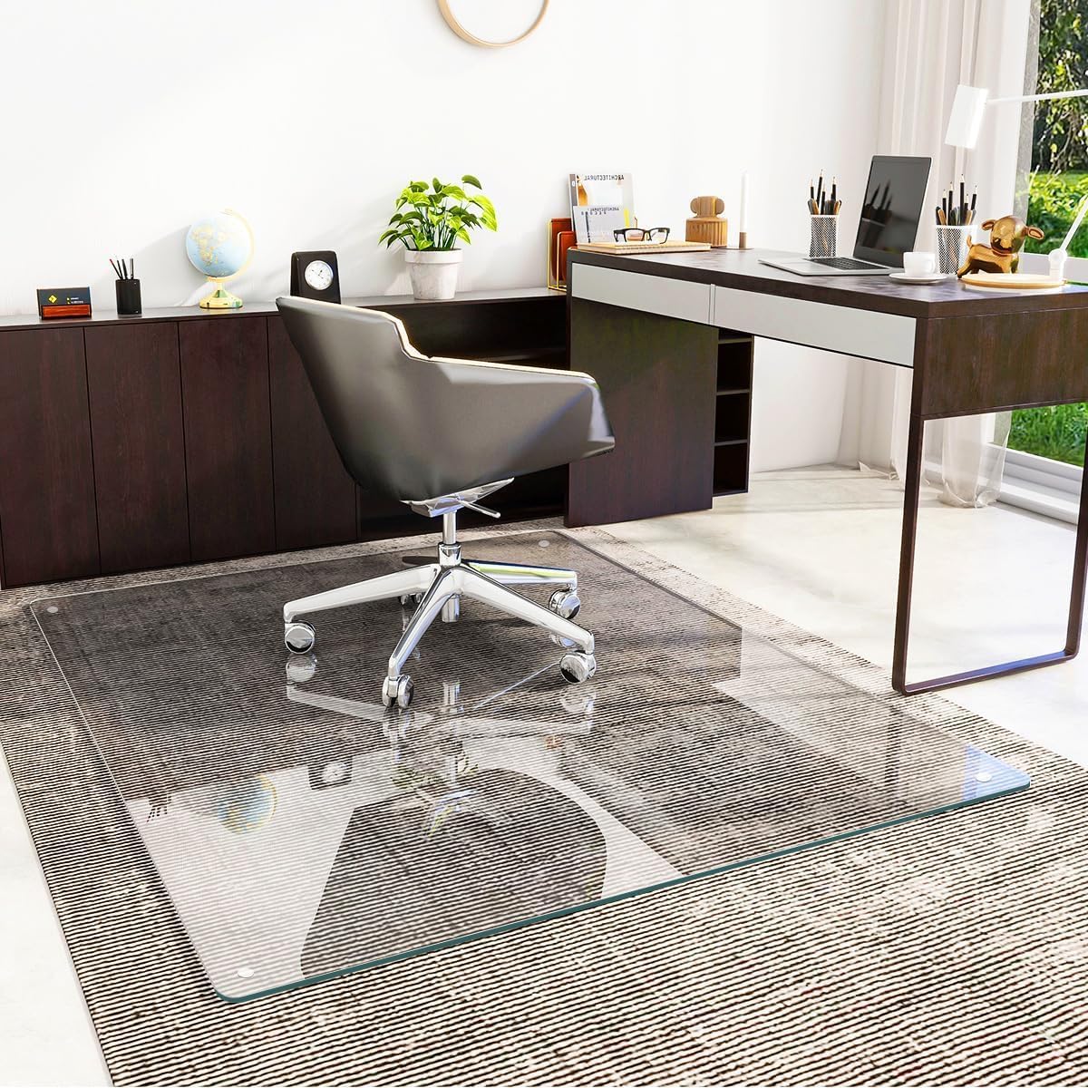 [Tempered Glass] x Glass Chair Mat Heavy Duty Hard Tempered Glass Mat ...