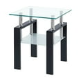 thumbnail image 1 of Tempered Transparent Glass End Table, 2-Layers Small Table with Storage, Living Room Side Table, 1 of 5
