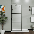 thumbnail image 1 of TemperedGlass Shower Screen Walk-in Shower Door Aluminium 3-panel design 34"×72", 1 of 5