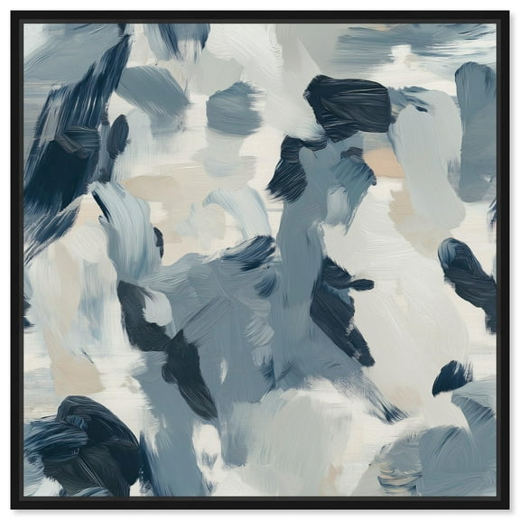 Tempest Canvas Pastel Blue Hues by Art Remedy, Black Frame, 12 x 12