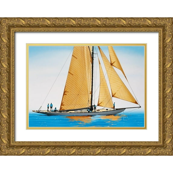 Tempier, Guy 32x24 Gold Ornate Wood Framed with Double Matting Museum Art Print Titled - Sur la ligne