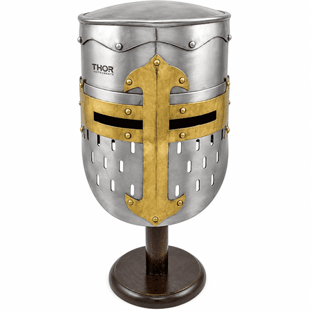 Templar Crusader Knight Armor Helmet Steel Knights Templar Crusader Helmet Medieval Armor, Silver