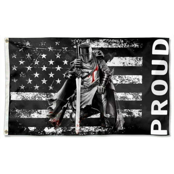 Templar Knights Black American Flags Polyester 3x5 FT banner