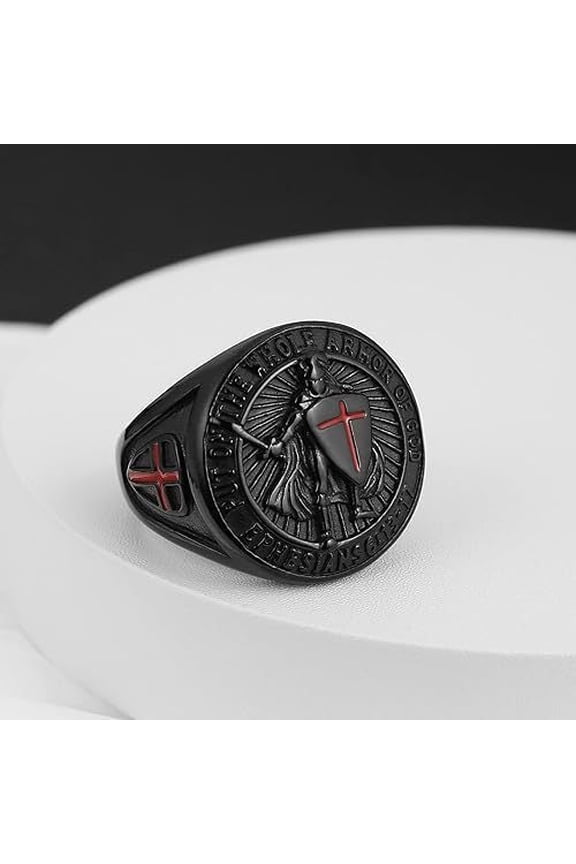Templar Shield Cross Titanium Steel Ring Knight Style For Men Classic European Designs Bold Symbolic Accessory