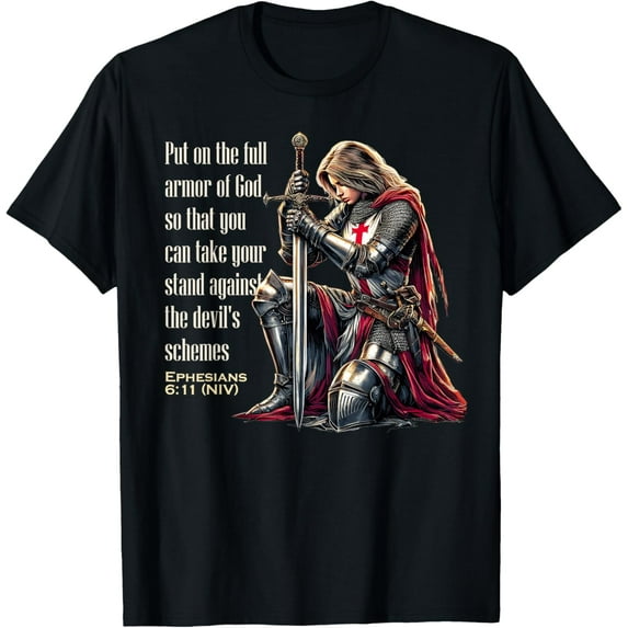 Templar Women Knight Christian Bible Verse Saying Lord T-Shirt tee