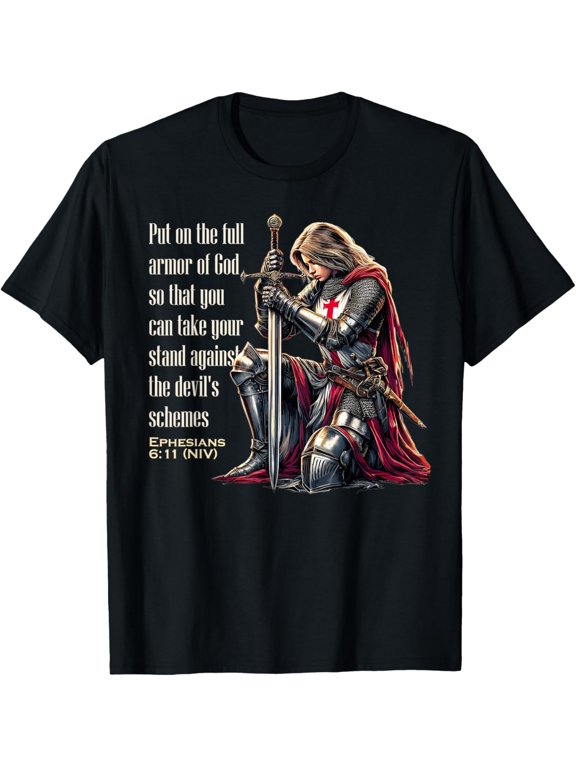 Templar Women Knight Christian Bible Verse Saying Lord T-Shirt tee