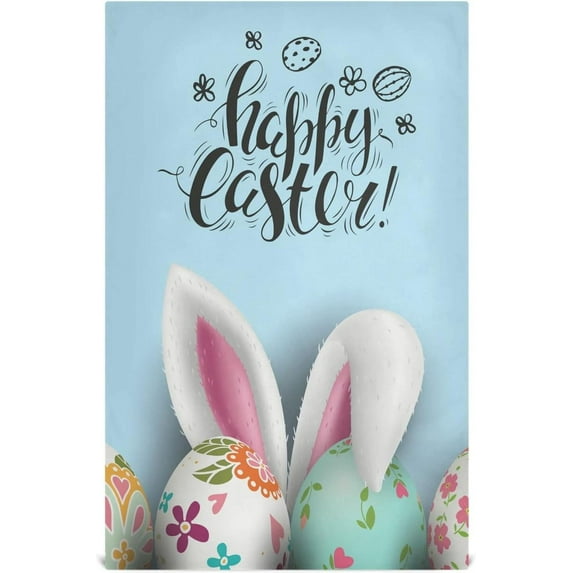 Template Vector Easter Card with Realistic Decorated Eggs and Bunny Ears Kitchen Tea Towels Set of 1 Absorbent Hand Dish Towels, Happy Easter Dishcloths Lint-Free 18x28 Inch Fast Drying for Cooking B