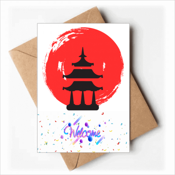Temple Brush Japan Welcome Back Greeting Cards Envelopes Blank