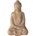 thumbnail image 1 of Big Buddha Statue, 19 " Tall, Seated Figurine, Padmasana Pose, Light Brown with White Patina, Resin, 1 of 6