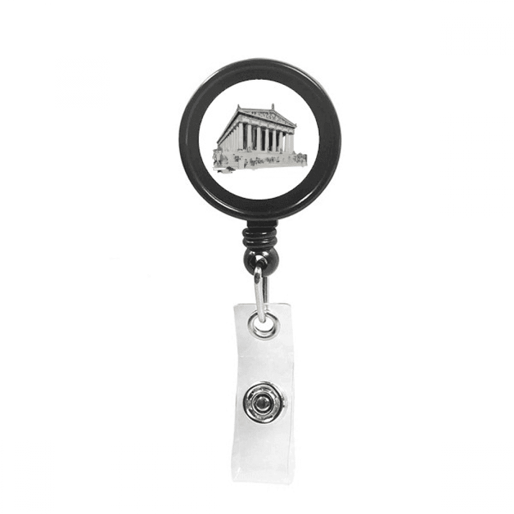 Temple Classicism Divinity Temple Retractable Keychain Badge Holder ID Badge