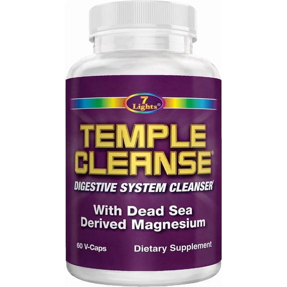 Temple Cleanse 60 Capsules | Oxygen & Dead Sea Magnesium Colon Cleanse Detox, Fast-Acting Constipation Relief, No Gas/Bloating, Vegan Gluten-Free Digestive Cleanse, Gentle on Stomach for Women & Men