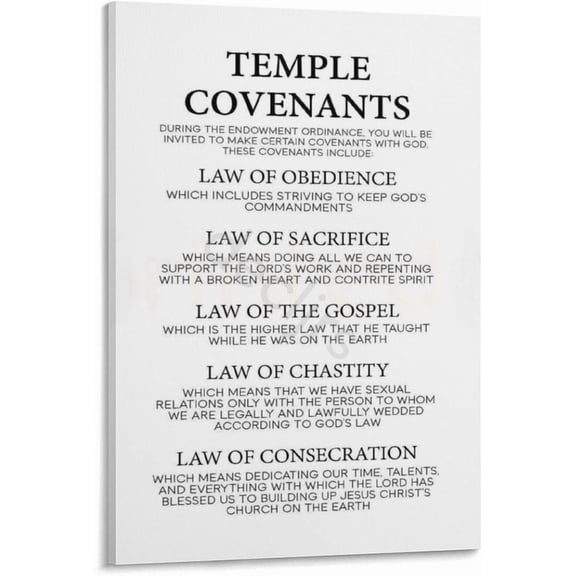 Temple Covenants LDS Doctrine Cheat Sheet Poster Canvas Painting for Living Room Bedroom Decor poster