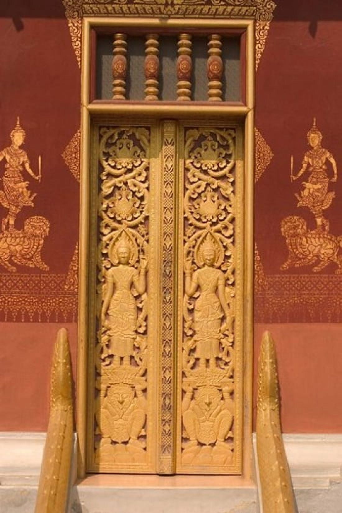 Temple Door Laos Canvas Art - Gavriel Jecan DanitaDelimont (15 x 22)