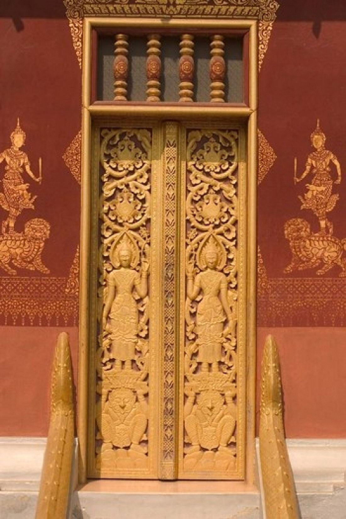 Temple Door Laos Canvas Art - Gavriel Jecan DanitaDelimont (24 x 36)