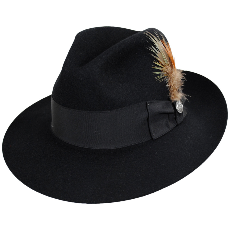 Temple Fur Felt Fedora Hat - 7.875 - Black - Walmart.com