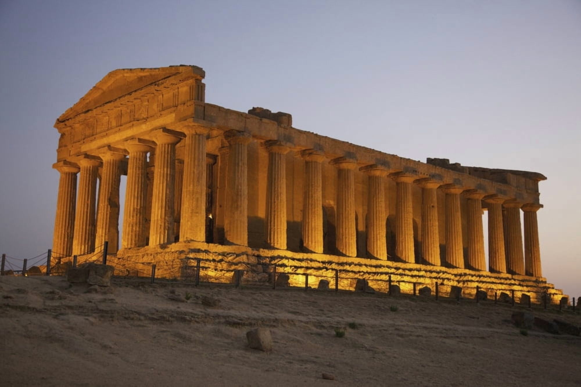 Temple Of Concordia In The Valley Of The Temples Agrigento Sicily Italy Canvas Art - Patrick Swan Design Pics (19 x 12)
