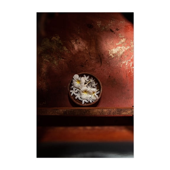 Temple Offering of Flowers - Photography Flowers Botanical Tropical Rustic Floral Minimalist Zen Unframed Wall Art Print 4 x 6 inches