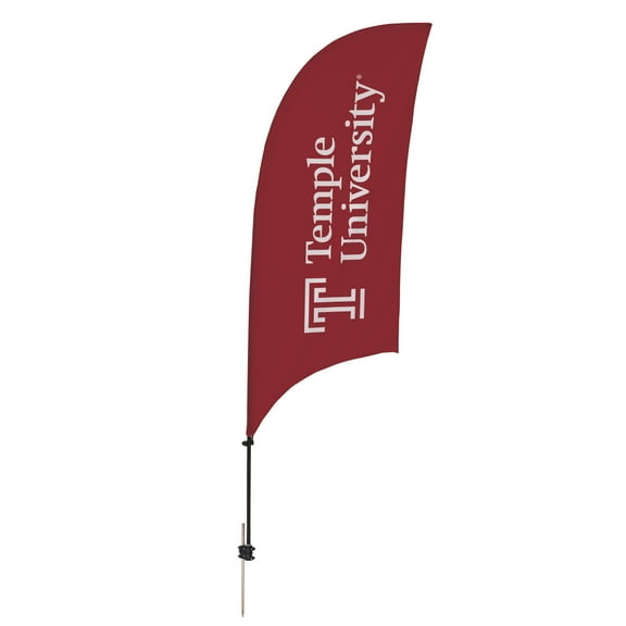 Temple Owls 7.5' College Sports Printed Feather Flag with Spike Base - NCAA Licensed - Super Polyester - School Banner (Red, White)