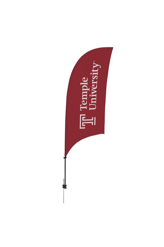 Temple Owls 7.5' College Sports Printed Feather Flag with Spike Base - NCAA Licensed - Super Polyester - School Banner (Red, White)