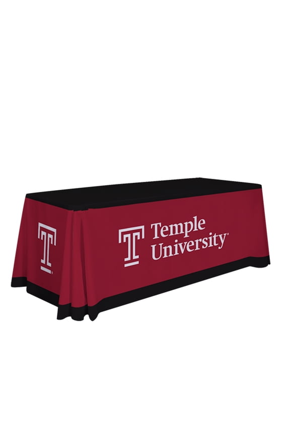 Temple Owls 6' College Sports Printed Table Throw - NCAA Licensed - Polyester Draped - School Tablecloth (Red, Black)