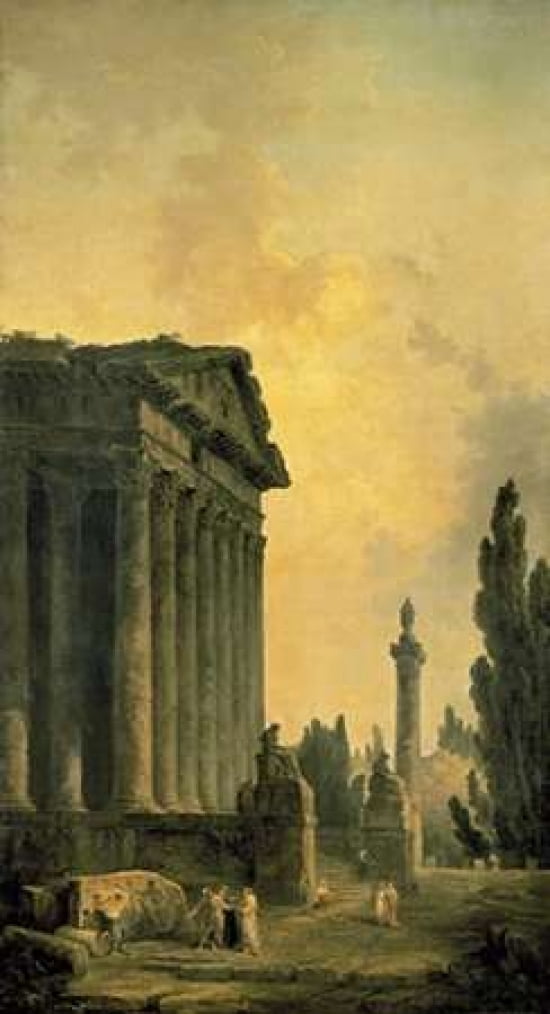 Temple Ruins Canvas Art - Hubert Robert (24 x 36)