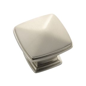 Temple Square Style Cabinet Knob, 1-11/16 Inch Overall Length, Brushed Nickel