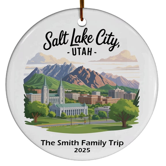 Temple Square Wasatch Range Salt Lake City Utah Christmas Ornament, Collection of City Travel Souvenirs for Family and Friends, Christmas Tree Ornament City Travel, Trips of The Year