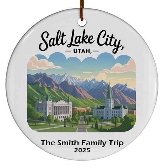 Temple Square Wasatch Range Salt Lake City Utah Christmas Ornament, Collection of City Travel Souvenirs for Family and Friends, Christmas Tree Ornament City Travel, Trips of The Year