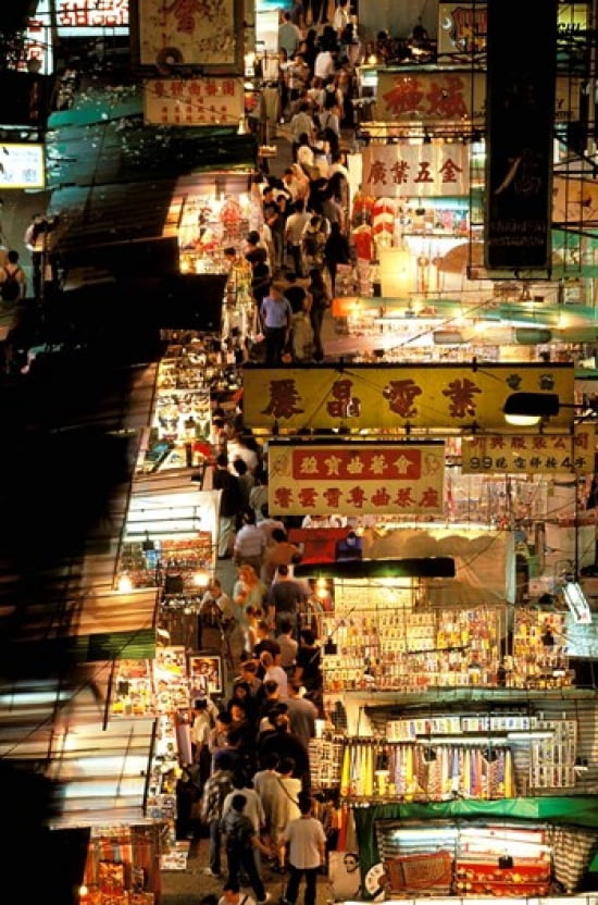 Temple Street Market Kowloon Hong Kong China Canvas Art - Walter Bibikow DanitaDelimont (24 x 36)