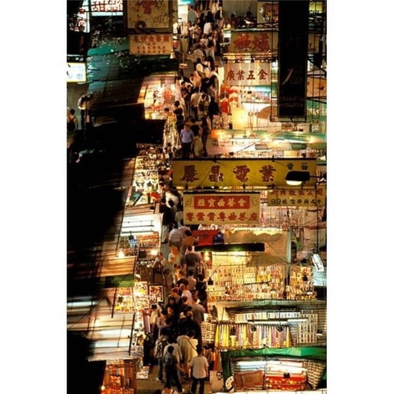 Temple Street Market Kowloon Hong Kong China Poster Print by Walter Bibikow - 24 x 36