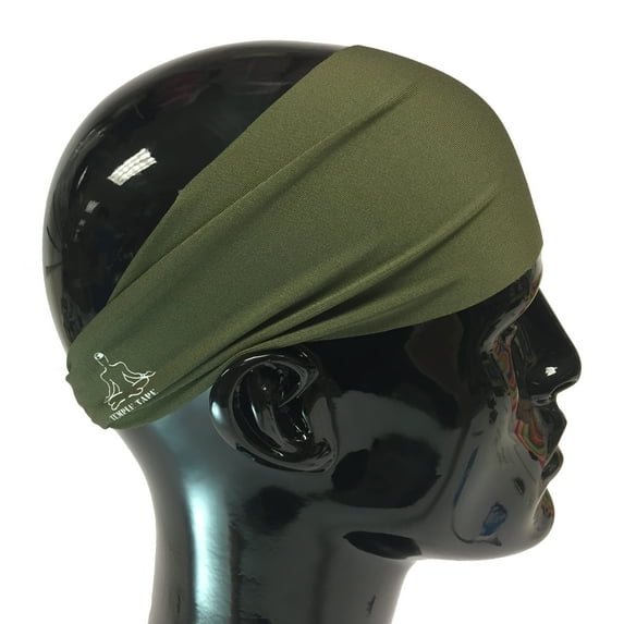 Temple Tape Four Inch Moisture Wicking Workout Sweatband; Absorbs & Evaporates Sweat 8x Faster - OD Green