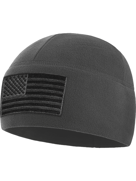 Winter Beanie Hat - American Flag Fleece Watch Cap - Multi Season Hats for Men - Mens Army Beanies - Graphite Grey - One Size