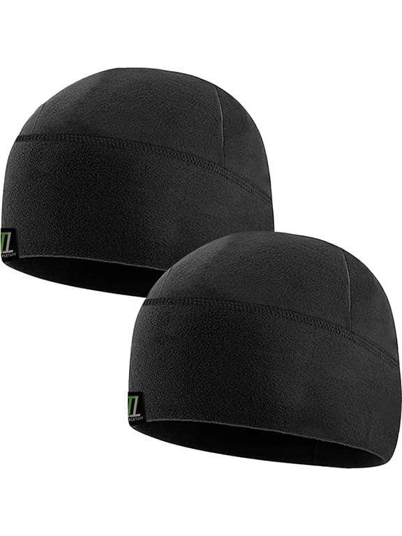 Winter Fleece Watch Cap Beanie – Skull Cap Fleece Hat - Mens & Women - One Size - Includes 2 Pack of Black