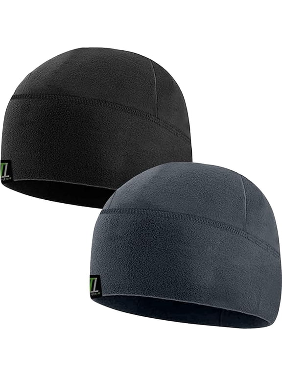 Winter Fleece Watch Cap Beanie – Skull Cap Fleece Hat - Mens & Women - One Size - Includes Black & Grey