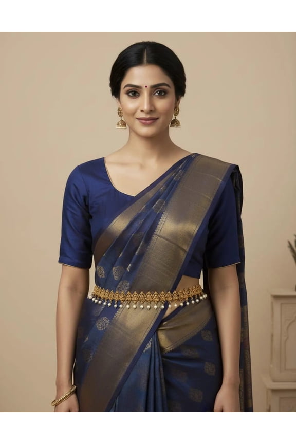 Temple Waist Belt For Women Free Size Vaddanam Hip Belt kamarband Dance Jewelry Body Antique Finish Laxmi Design Hip Chain (Oddiyanam) with Pearl Drops