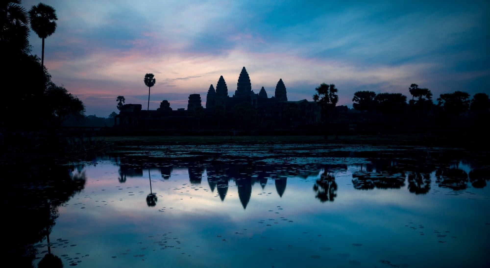 Temple at the lakeside Angkor Wat Angkor Thom Siem Reap Angkor Cambodia Canvas Art - Panoramic Images (27 x 9)