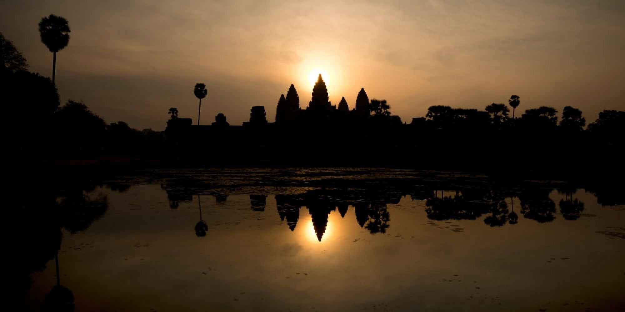 Temple at the lakeside Angkor Wat Angkor Thom Siem Reap Angkor Cambodia Canvas Art - Panoramic Images (9 x 27)