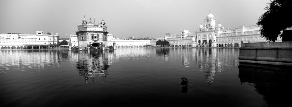 Temple at the waterfront Golden Temple Amritsar Punjab India Canvas Art - Panoramic Images (7 x 18)