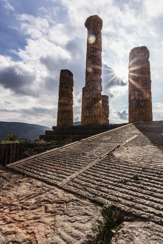 Temple of Apollo Delphi Greece Canvas Art - Reynold Mainse Design Pics (12 x 19)