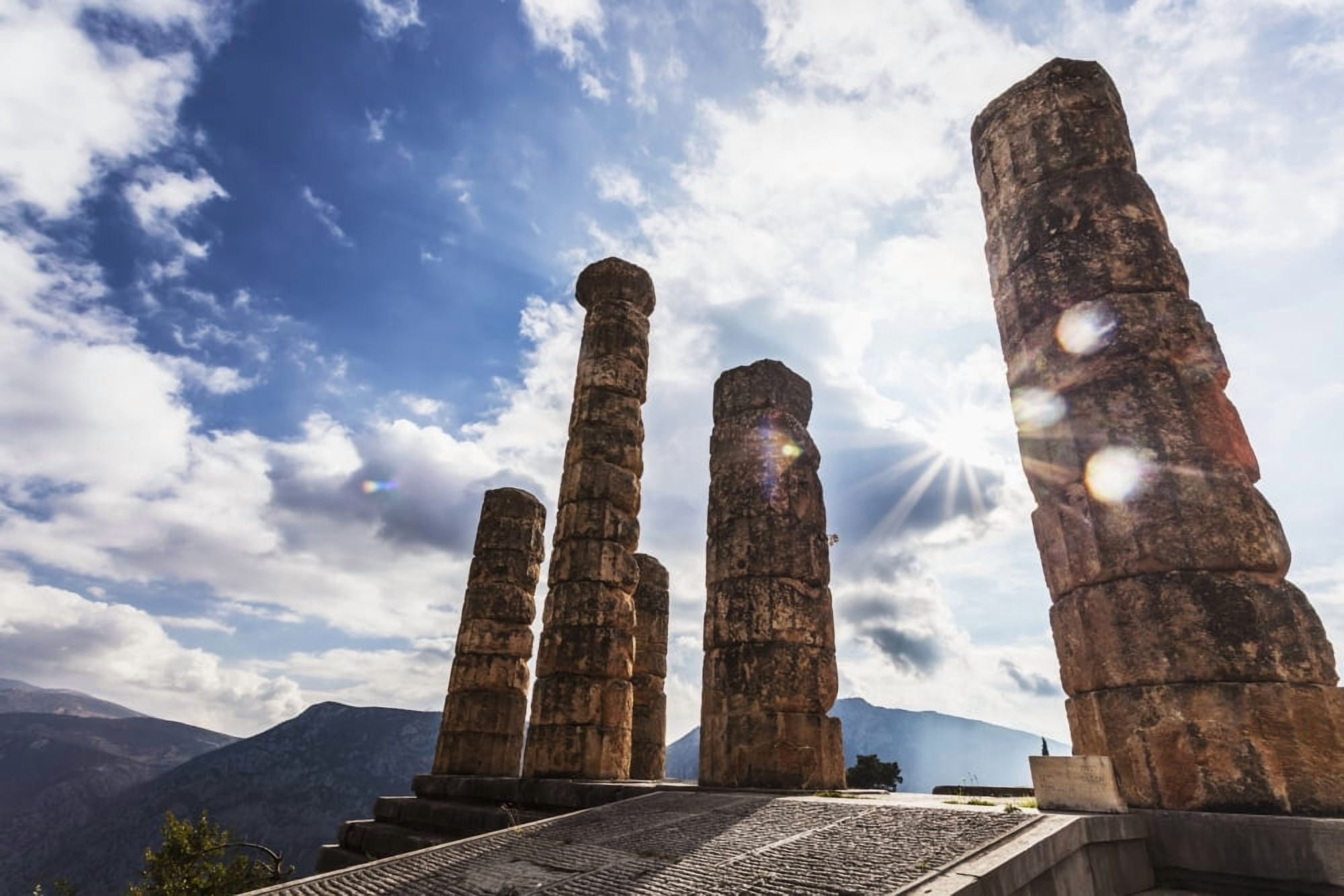 Temple of Apollo Delphi Greece Canvas Art - Reynold Mainse Design Pics (38 x 24)