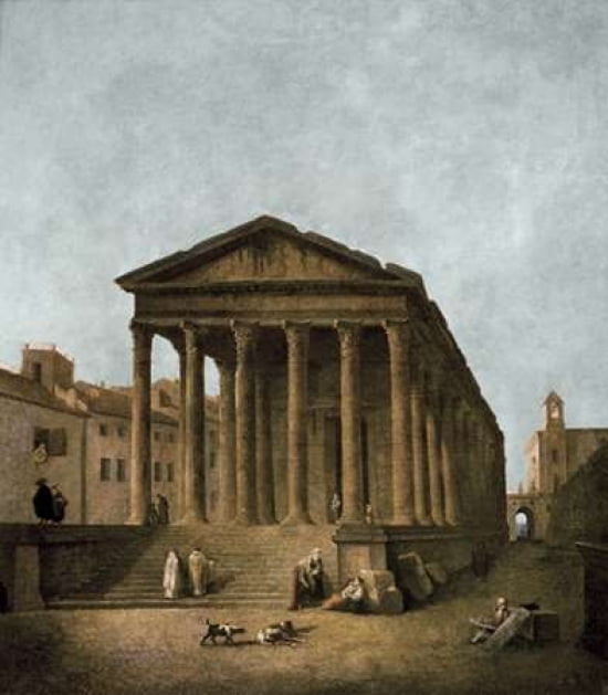Temple of Augustus in Nimes 1783 Canvas Art - Hubert Robert (24 x 24)
