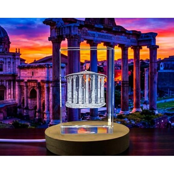 Temple of Hercules Victor 3D Engraved Roman Landmark Crystal Gift