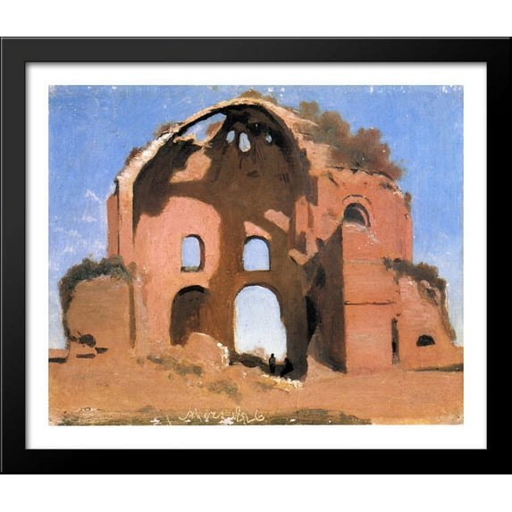 Temple of Minerva Medica 34x28 Large Black Wood Framed Print Art by Camille Corot