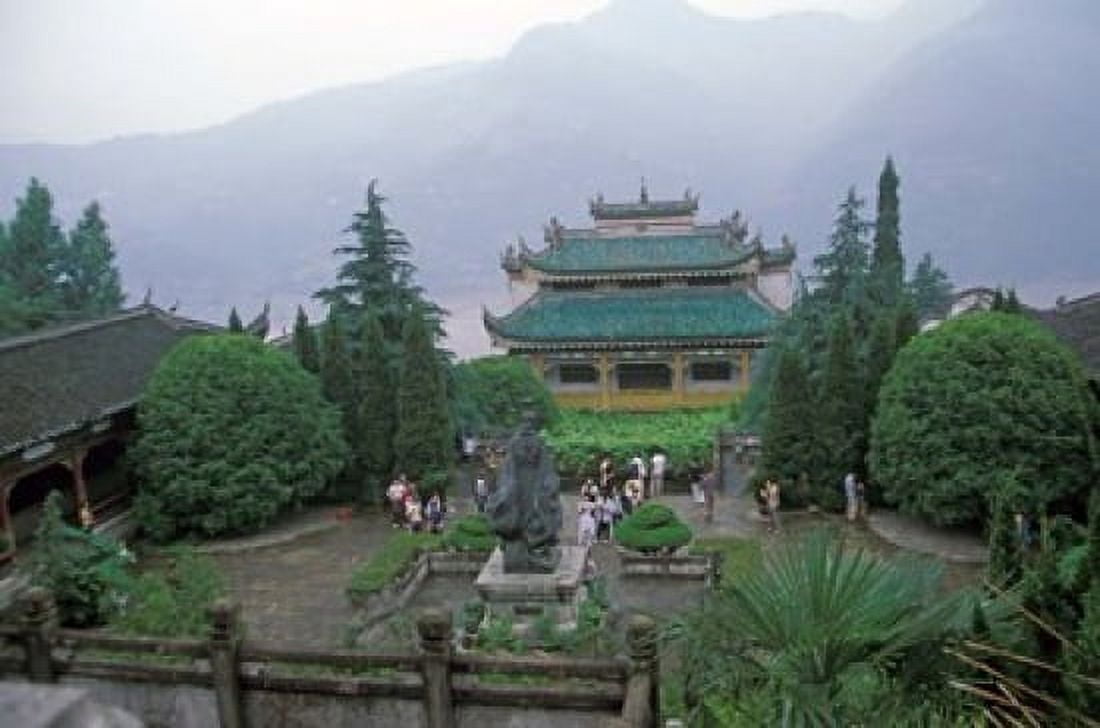Temple of Quyuan Three Gorges Yangtze River China Canvas Art - Keren Su DanitaDelimont (35 x 24)