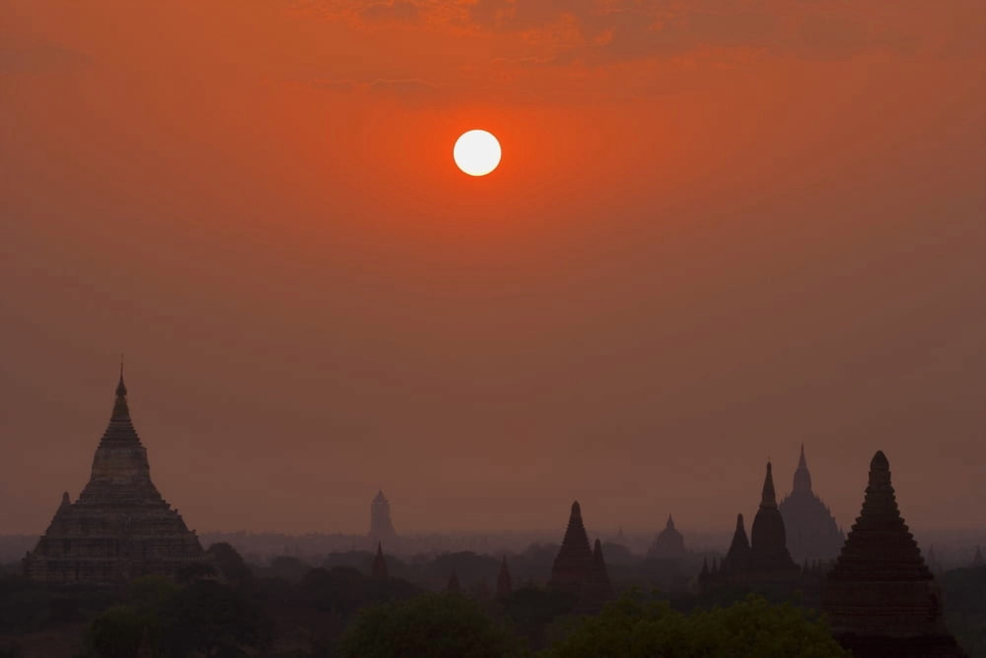 Temples Of Bagan Canvas Art - Carson Ganci Design Pics (17 x 11)