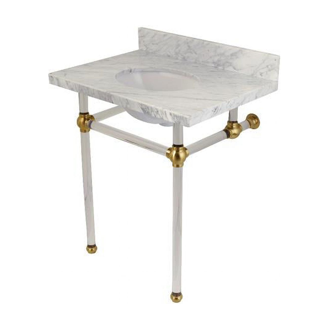 Templeton Carrara Marble Bathroom Console Vanity with Acrylic Pedestal ...