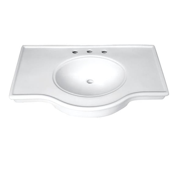 Templeton Ceramic Console Sink Basin - White - 37 x 22 in. - Durable Design