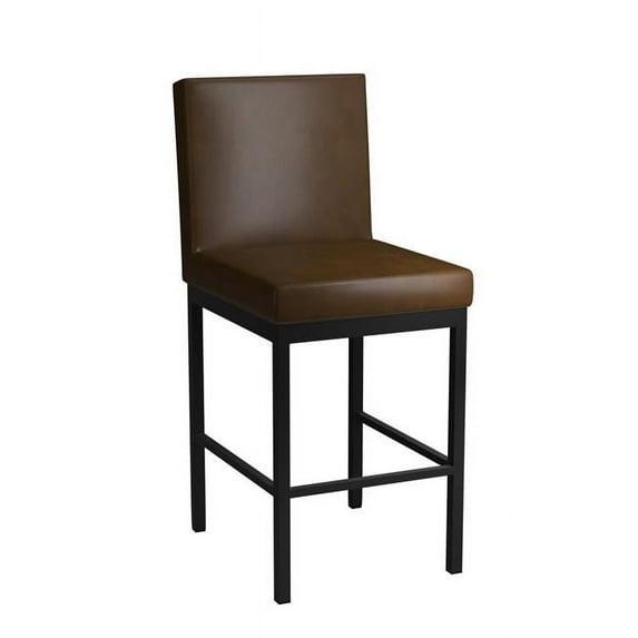 Tempo Furniture Auburn Stationary 30" Barstool Pebblestone Powder Coat Finish & Dark Brown Polyurethane by Furnish Theory