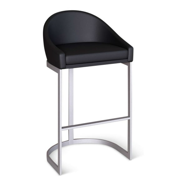Tempo Furniture Kori Stationary 26" Counterstool Nickel Powder Coat Finish & Black Polyurethane by Furnish Theory