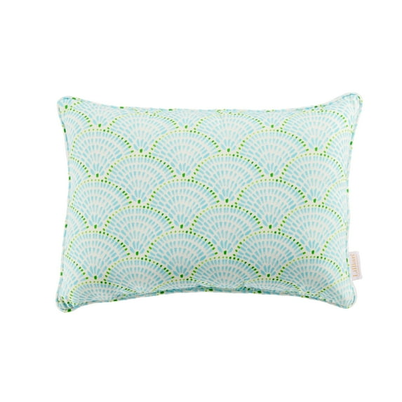 Tempo Home Lillian Palm Beach Retro Collection - 14x20" Outdoor Lumbar Toss Pillow with Self Welt Cord 14x20 - Watercolor Shells Turquoise